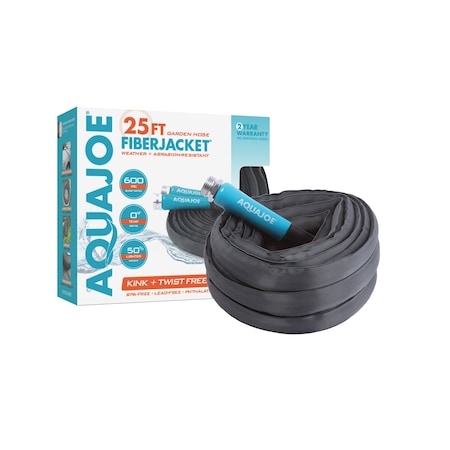 Aqua Joe 25 Ft x 5/8 In FiberJacket Ultra Flexible Non-Expanding Kink Free Garden Hose AJFJH25-58-PRO